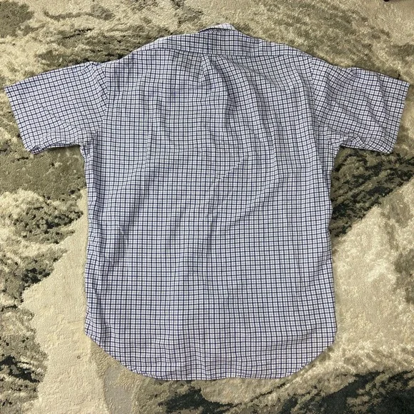 Ralph Lauren Shirt Mens Medium Blue Cotton Plaid Casual Short Sleeve Button Down - Picture 4 of 6